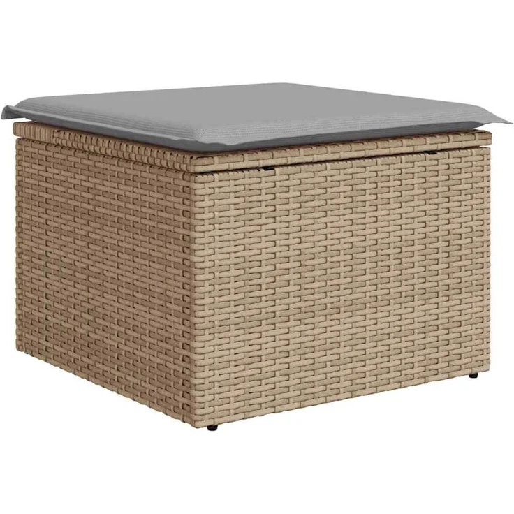 vidaXL Garten-Sofa-Set mit Speicher 6 pcs Beige Poly Rattan 3358058 – Bild 5