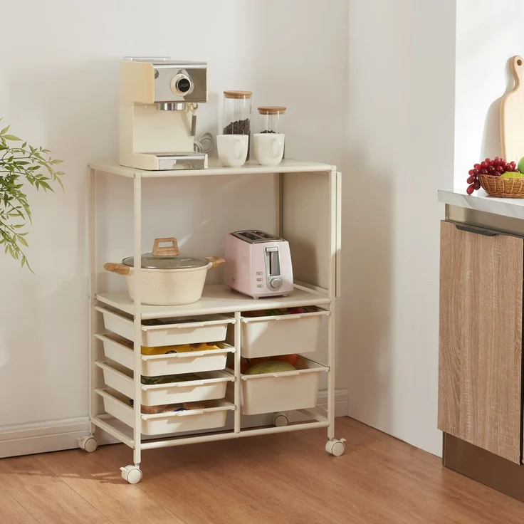 Rollwagen Sørfold mit Kästen 100x37x85cm Weiß [en. casa] – Bild 2