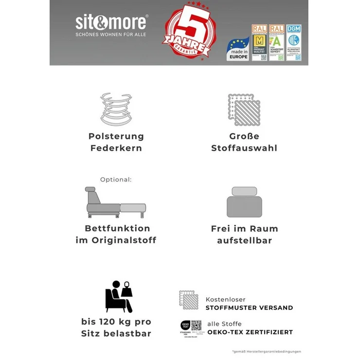 sit&more 3-Sitzer Savona, mit Federkern – Bild 3