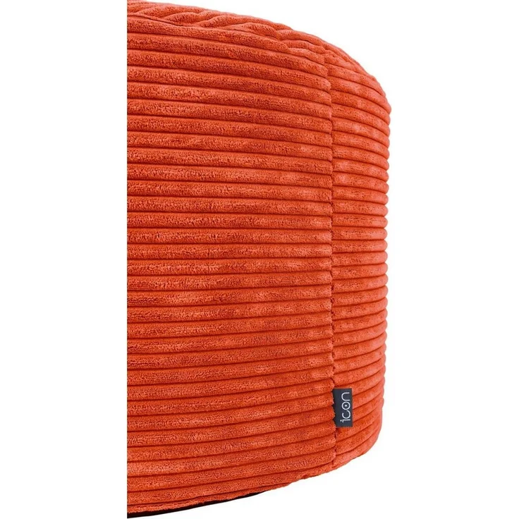 Icon Milano Hocker, Orange, Flauschiger Cord Stoff, Sitzsack Cord, Sitzpuff Hocker mit Füllung, Fußhocker für das Wohnzimmer, Deko Wohnzimmer – Bild 4