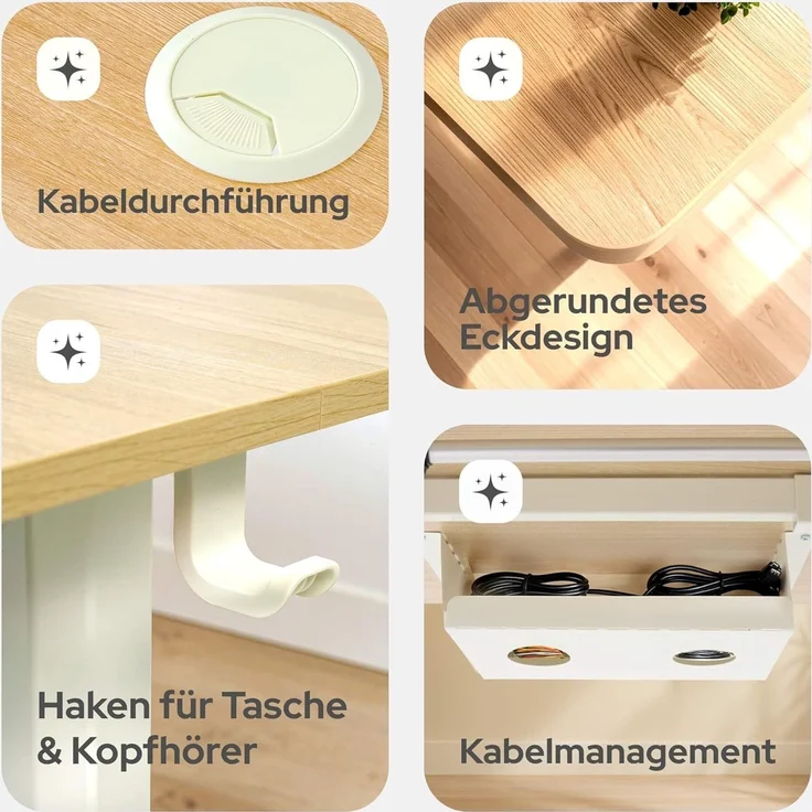 Arebos Schreibtisch Computer-Bürotisch 160 x 80 cm, elektrisch Memory-Funktion, 72-118 cm höhenverstellbar, Hebekapazität: 70 kg – Bild 7