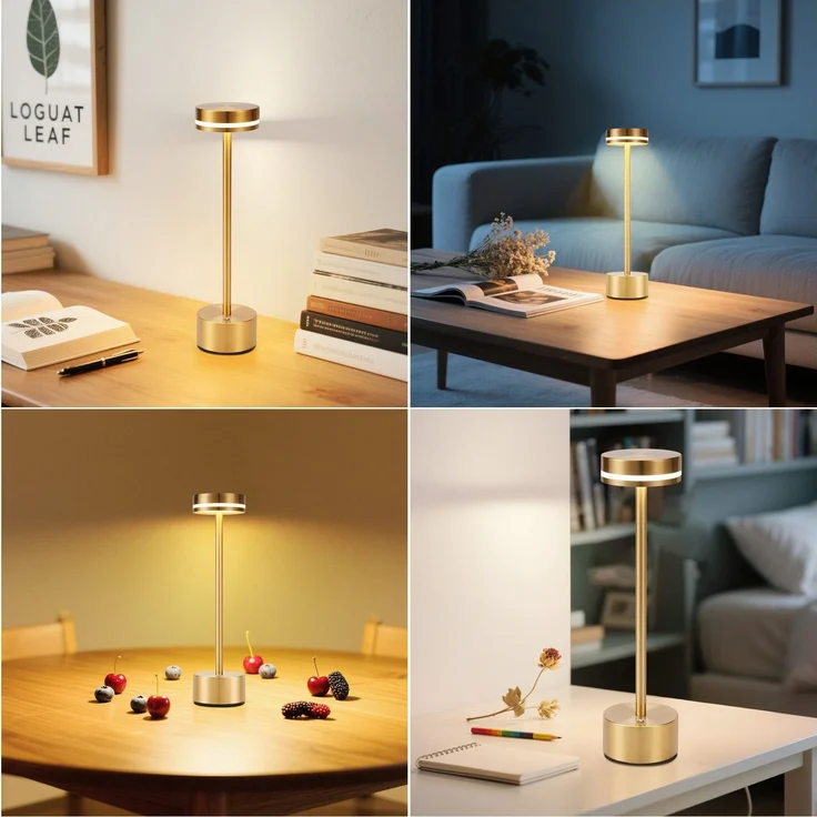 ZMH Tischlampe Akku LED Tischleuchte Kabellos - Nachttischlampe Dimmbare mit USB-C Aufladbar Batterie Touch Lampe Gold Tischlampen für Schlafzimmer Esszimmer Büro- 2ER – Bild 6