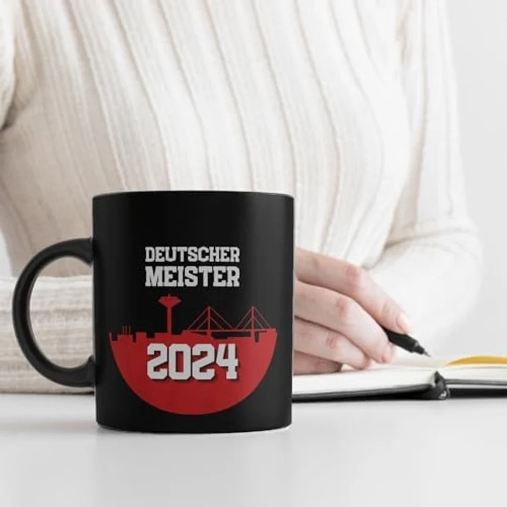 speecheese Tasse Leverkusen Tasse in Schwarz mit Spruch Deutscher Meister 2024 – Bild 3