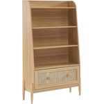 BAÏTA Kinderregal Pablo Eichenoptik und Rattangeflecht, H140cm, Buchenholz