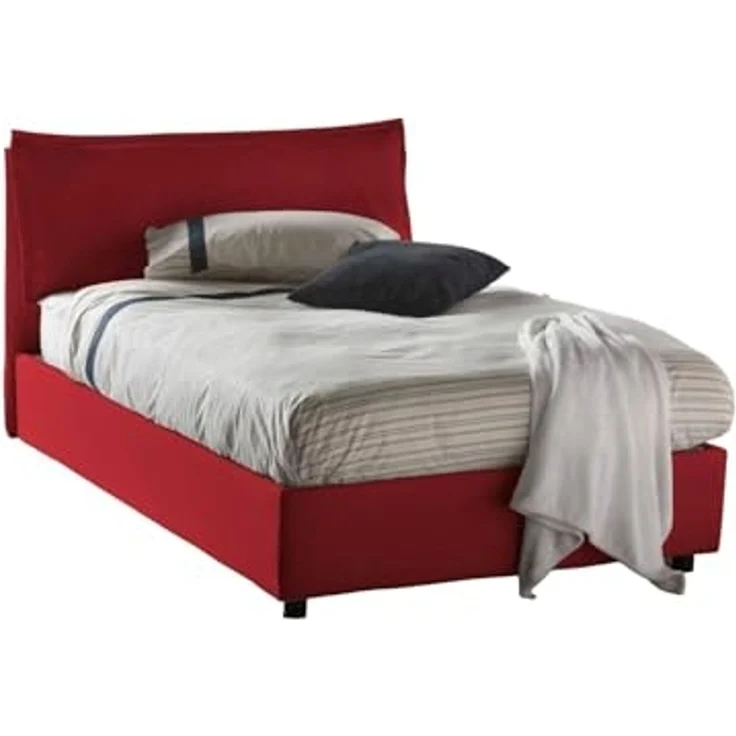 Talamo Italia - Gloria Doppelbett, Bettkasten mit Stoffbezug, 100 % Made in Italy, Öffnung vorne, geeignet für Matratzen 120x190 cm, Rot – Bild 3