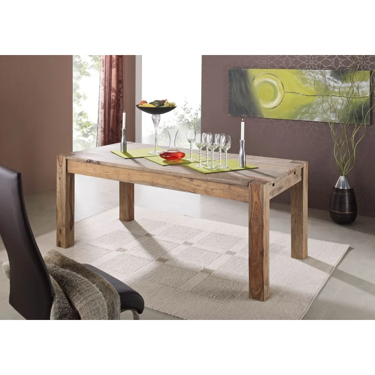 Esstisch mit Ansteckplatten Sheesham 140-180/220 x 90 x 76 grau geölt NATURE GREY #303 – Bild 7