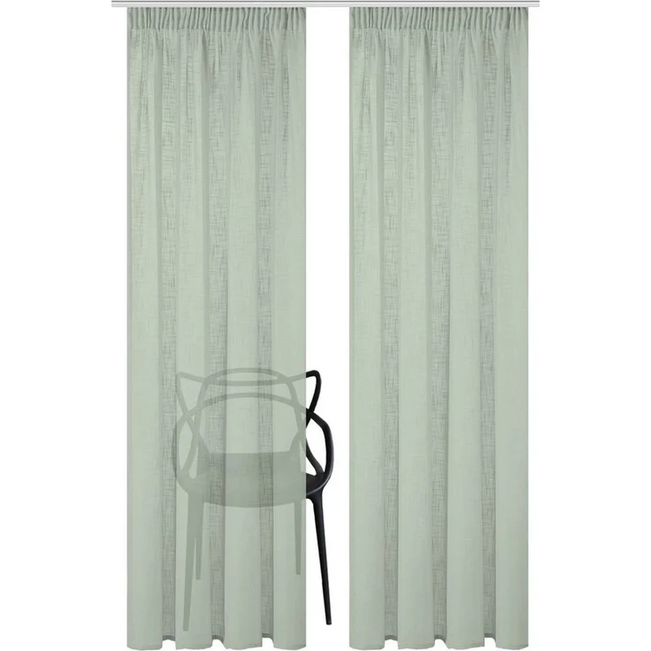 Home Basics Vorhang Softy 2Er Set Kombibandschal 245 x 140 cm 2x Fertigschal Salbei (2 St), Kunstfaser, 2x Fertigschal Salbei – Bild 1