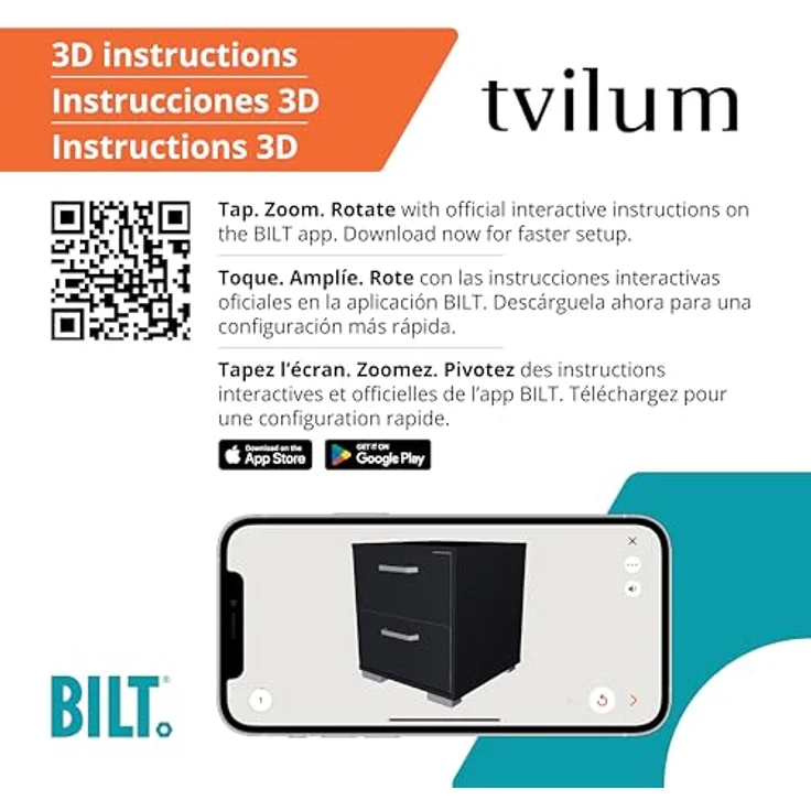 Tvilum Sofia Nachttisch mit 2 Schubladen in Weiß, 40 cm B x 39,6 cm T x 44,2 cm H – Bild 10