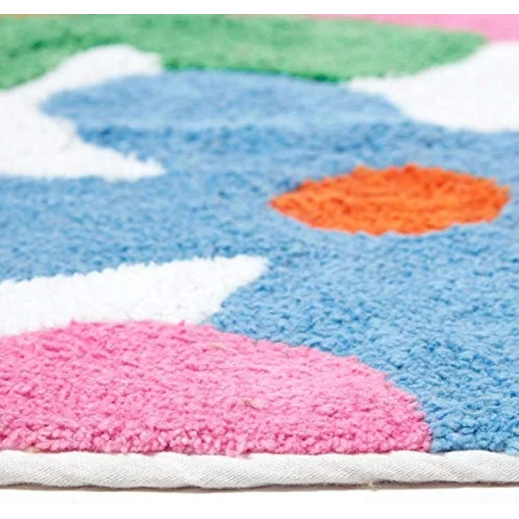 Homescapes Teppich Kinderteppich Bunte Blumen 100% Baumwolle, Höhe: 20 mm – Bild 4