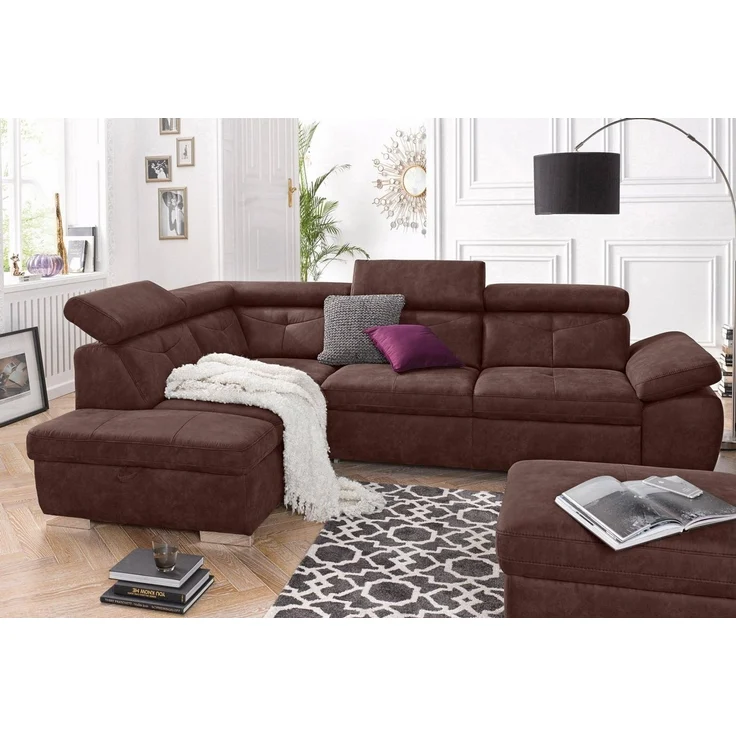 exxpo - sofa fashion Ecksofa Spring, super bequem und komfortabel mit Armteil- und Kopfteilfunktion, mit Bettfunktion & Bettkasten, Luxus-Microfaser +Simply Clean! – Bild 1