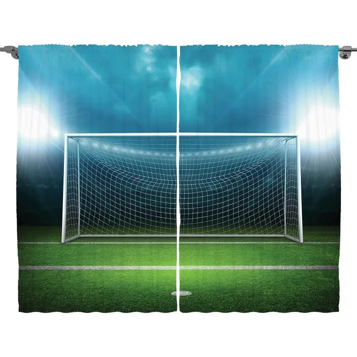 Abakuhaus Gardine Schlafzimmer Kräuselband Vorhang mit Schlaufen und Haken, Sport Fußball-Fußball-Spiel