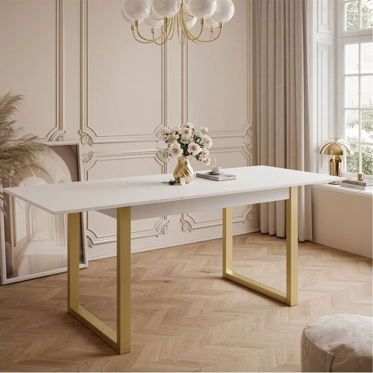 Lookway Esstisch ARTON GOLD II 140 cm ausklappbarer Tisch für 6-8 Personen, Breite: 140-195 – Bild 2