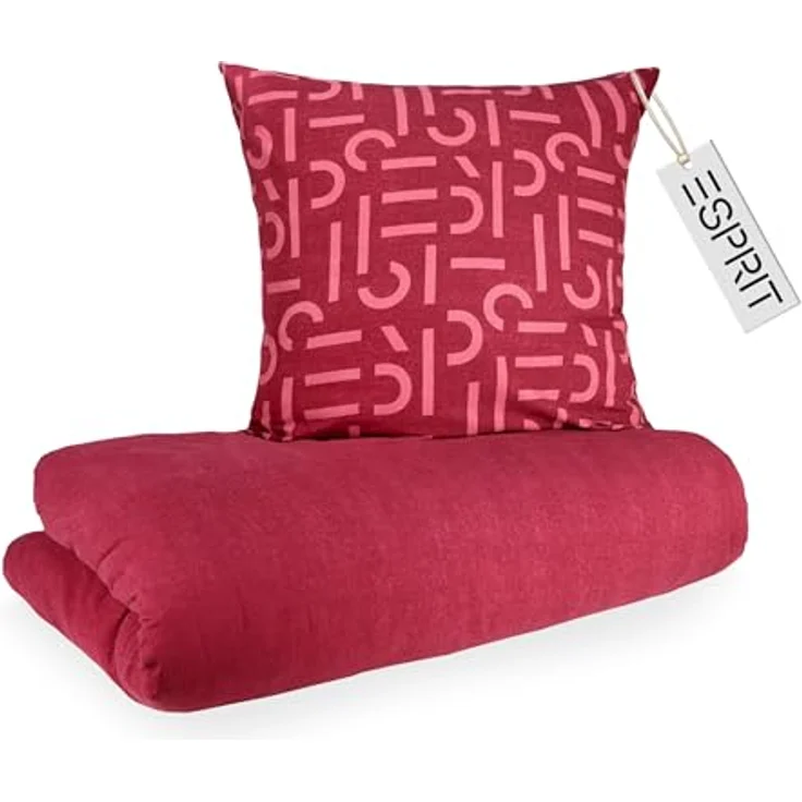 Esprit Bettwäsche FLANELL Winter Bettwäsche, Baumwolle, 1 teilig, 155 x 220 cm in Beere – Bild 2