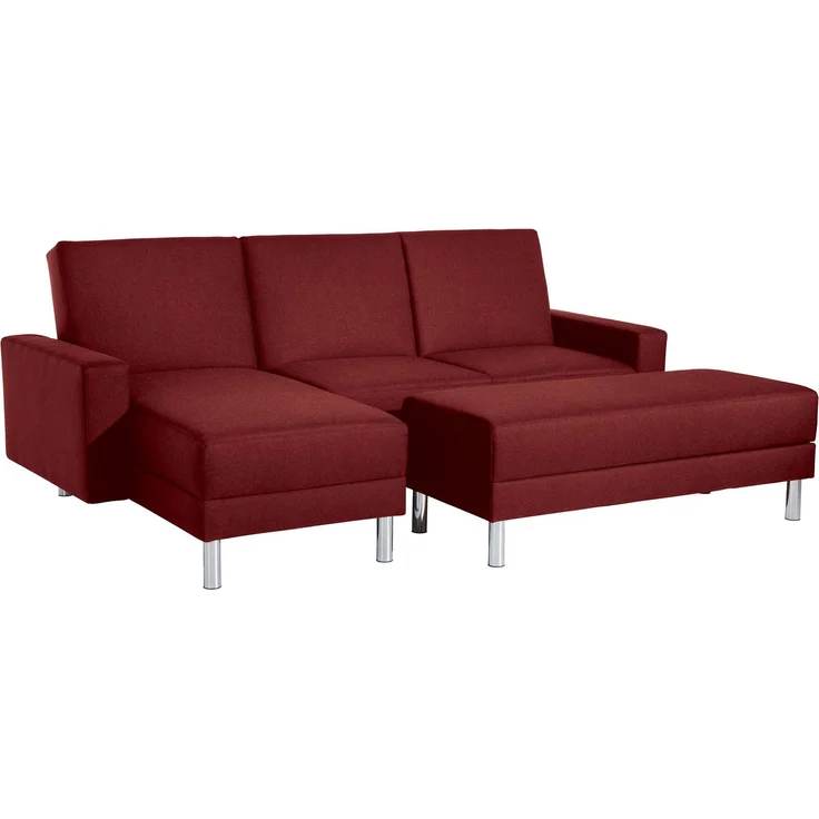 Funktionssofa mit Hocker Katryna Flachgewebe rot – Bild 1