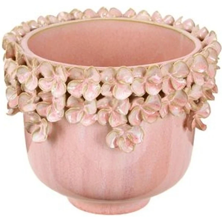 Viana Übertopf Keramik Blumentopf Rosa Ø16cm mit Blütenmuster Eleganz – Bild 6