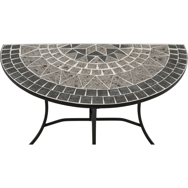 DEGAMO SIENA Wandtisch, Metall + Mosaik, schwarz/grau, 90x45cm halbrund – Bild 3