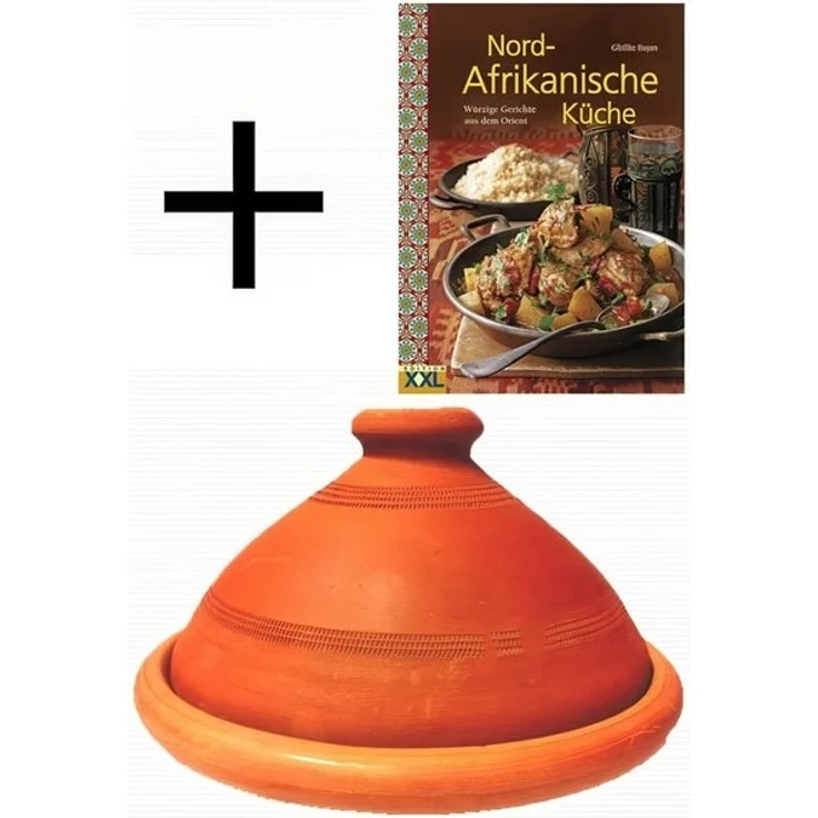 Marrakesch Orient & Mediterran Interior Dampfgartopf 2er Set, Tajine Tuareg Ø 30cm + Nord-Afrikanische Küche Kochbuch, (2-tlg), Handarbeit – Bild 4