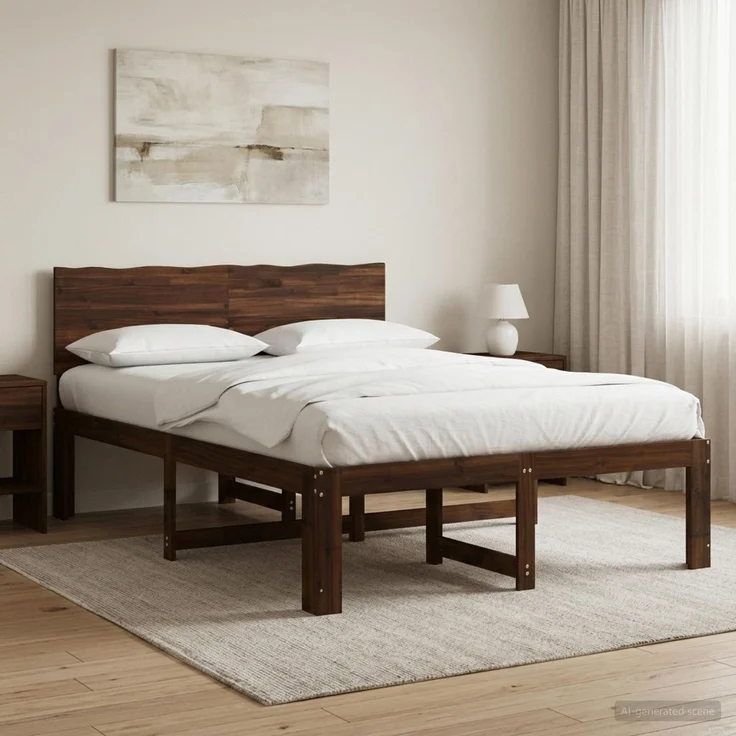 vidaXL Doppelbettgestell mit Kopfteil ROSTOCK Dunkelbraun 160 x 200 cm 3405452 – Bild 1