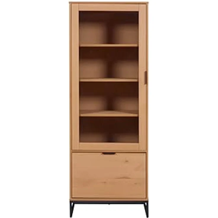 Livetastic Vitrine Eiche, massiv aus Kiefer, 5 Fächer, 70x190x45 cm, mit Drehtüren, Beimöbel erhältlich – Bild 3