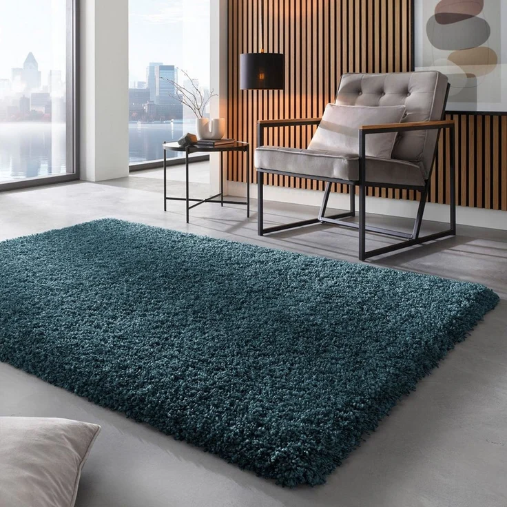 TaraCarpet Langflor-Teppich Ragolle Twilight, rechteckig, Höhe: 60 mm, Shaggy Hochflorteppich petrol Wohnzimmer Schlafzimmer 080x150 – Bild 5