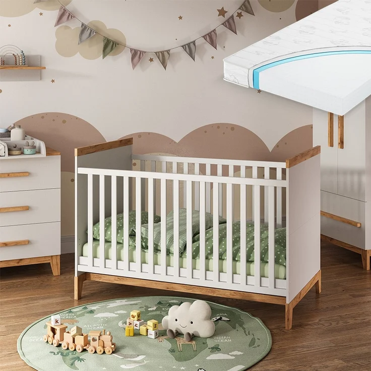 Babybett Malia Weiß/Artisan 70x140 cm mit Matratze Vitalispa – Bild 3