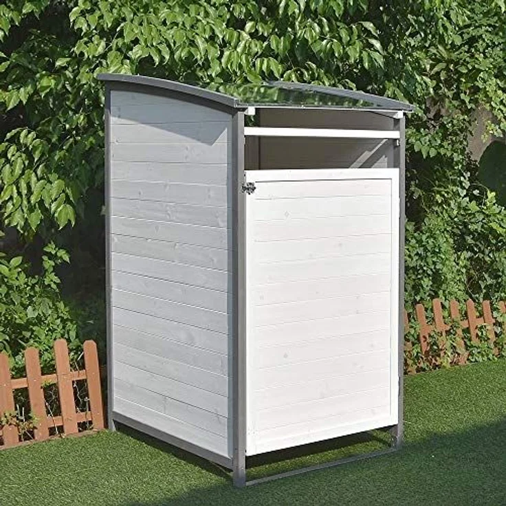 Mülltonnenverkleidung grau Einzelbox 2x 120L oder 240L Gartenbox Zinkdach – Bild 6
