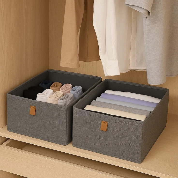 hausleben Organizer Aufbewahrungsboxen 2er Set (2 St), Verstärkte Ordnungsboxen aus Leinen-Polyester – Bild 2