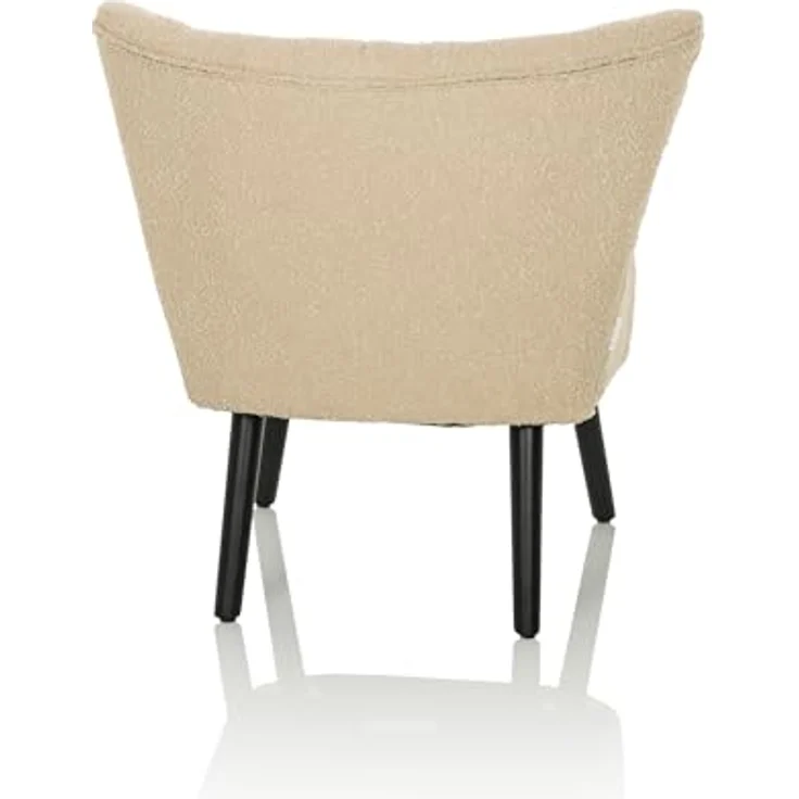hjh LIVING Bequemer Polstersessel MANISO Teddy-Stoff Beige, Loungesessel Cocktailsessel gepolstert mit schwarzen Holzbeinen – Bild 9