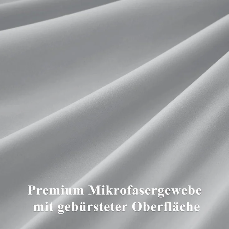 Bettwäsche Set 135x200cm 4 tlg Hellgrau Mikrofaser Reißverschluss – Bild 7