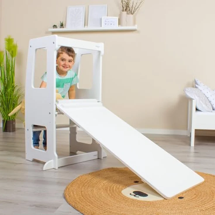 babybay Kletterleiter und Rutsche Littlefoot 2-in-1 für Lernturm und Kletterdreieck, beige lackiert – Bild 9