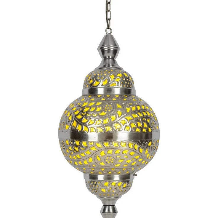 Marrakesch Orient & Mediterran Interior Pendelleuchte Pendelleuchte Fahda im Vintage-Stil aus Metall gefertigt, Silber 50 cm, Handarbeit – Bild 3