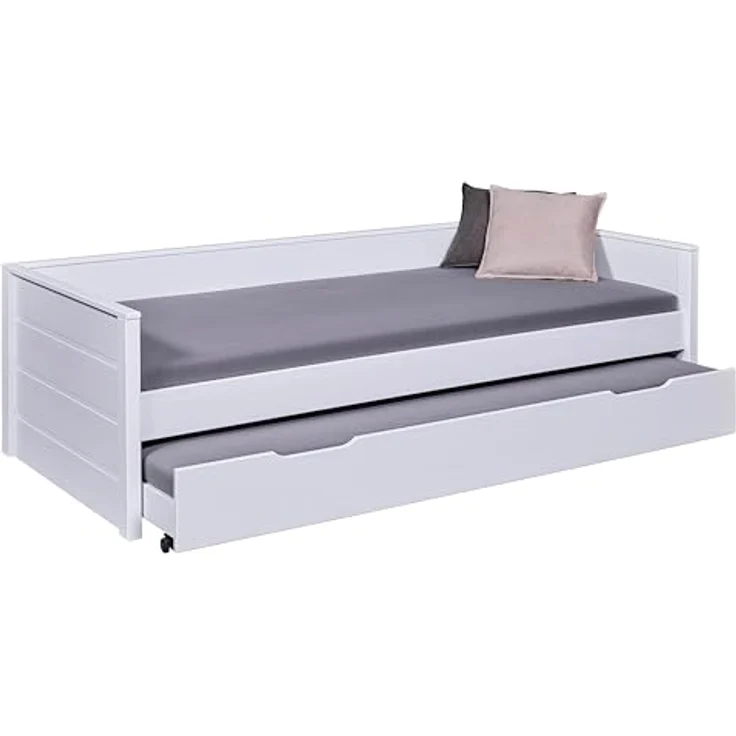 Ebuy24 Dream Bett, 90 x 200 cm, ausziehbar, Weiß mit Lattenrost, MDF-Basis, ohne Matratze und Kissen – Bild 4