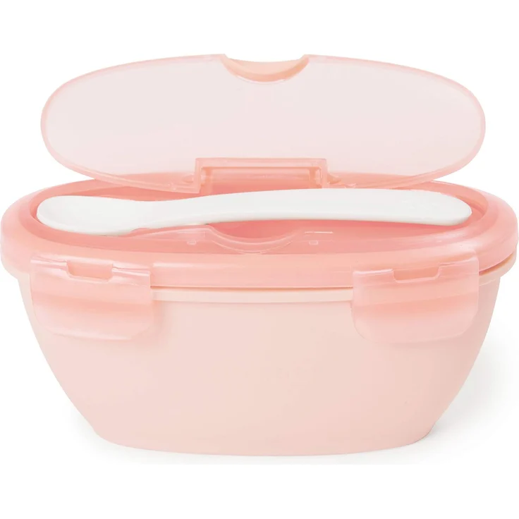 Skip Hop 252808 Skip Hop Reiseschüssel und Löffel in blassem Korallenrot, rosa