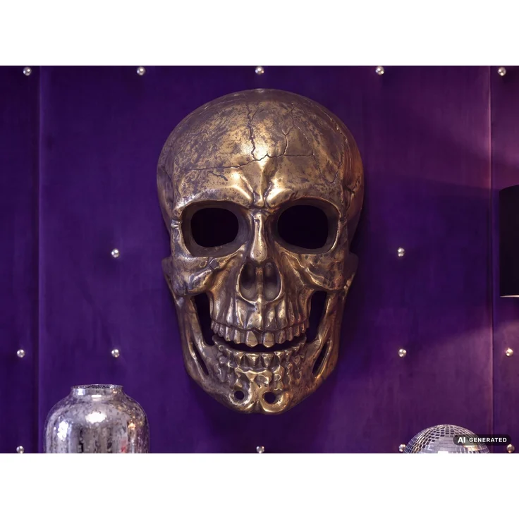 FineBuy Wanddeko Totenkopf Aluminium 41 cm Schädel Groß, Design Wanddekoration Metall Deko Alu Modern, Wohndeko Skull, Wandskulptur Dekoration Wohnaccessoire – Bild 7