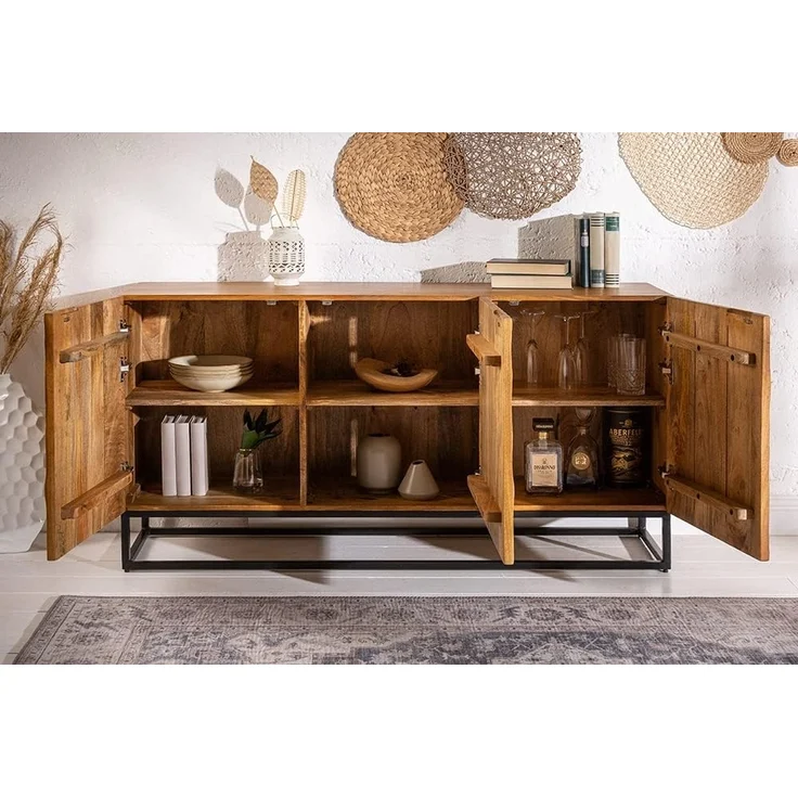 riess-ambiente Sideboard SCORPION 140cm braun, Massivholz · Metall · Kommode · 3D Schnitzereien · Wohnzimmer – Bild 5