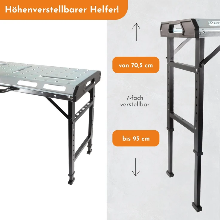 Schweißtisch klappbar, Werkbank höhenverstellbar aus Stahl, Multifunktionstisch bis 450kg belastbar – Bild 3
