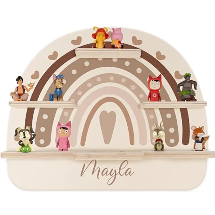 Kidsmood - Toniebox Regal Mädchen und Jungen mit Musikbox Schutzfolie, Magnetisches Regenbogen Wandregal fürs Kinderzimmer mit Aussparung für Ladegerät & Kabel Kinder – Bild 2