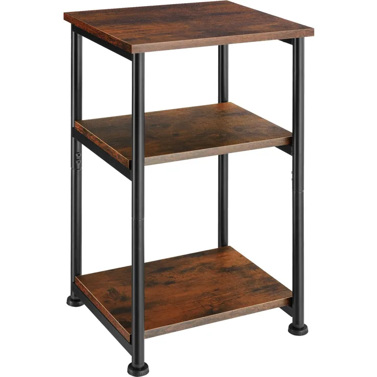 tectake Beistelltisch Couchtisch Memphis 34x30x59cm (1-St, 1 tlg), Handlicher Beistelltisch mit drei Ablagen im rauen Fabrik-Look