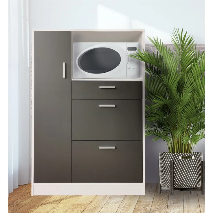 HTI-Line Küchenbuffet Küchenschrank Kombi L Blanca (Stück, 1-St, 1 Küchenschrank Kombi L Blanca) Küchenbuffet Mehrzweckschrank Mikrowellenschrank – Bild 2
