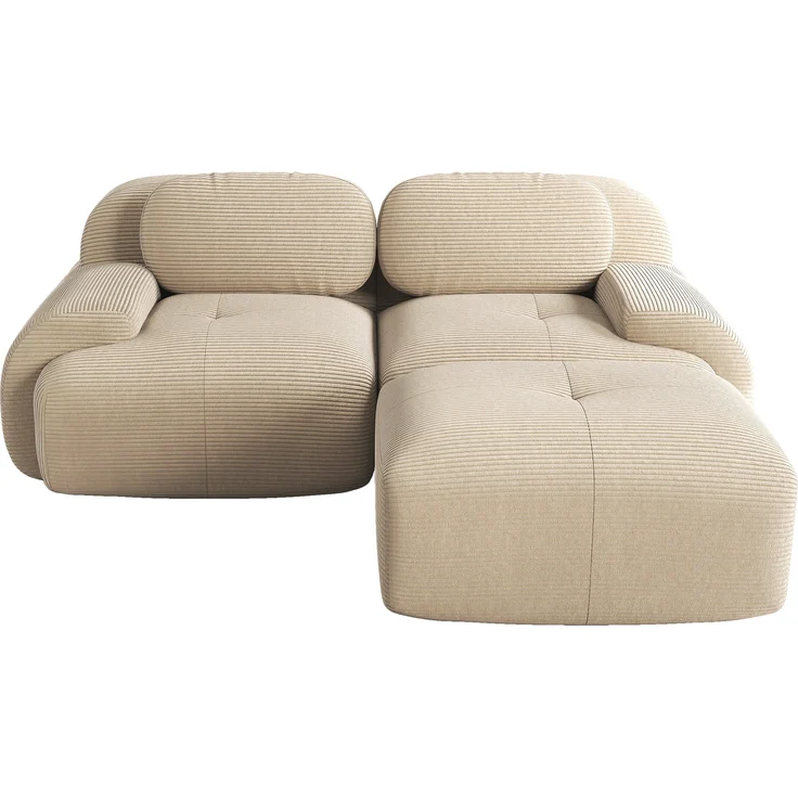 Ecksofa aus weichem Cordstoff,modular kombinierbar mit gebogenen Armlehnen ohne Montage hochelastische Schaumstoffpolsterung für Wohnzimmer Ruhezonen und Schlafzimmer,Cordstoff,Beige, – Bild 3