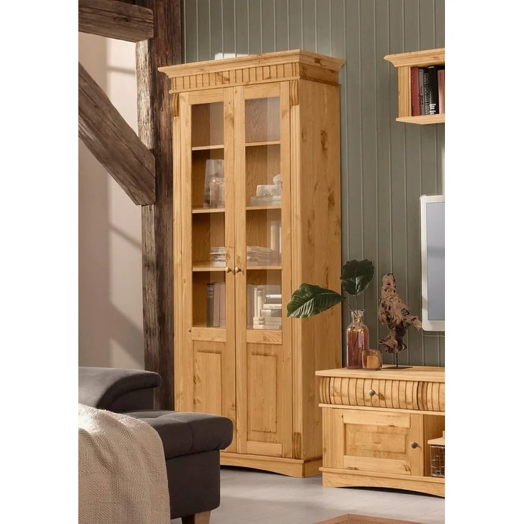 Home affaire Glasvitrine Teresa mit 2 Glastüren, Höhe 193 cm, aus massiver Kiefer, FSC® – Bild 2