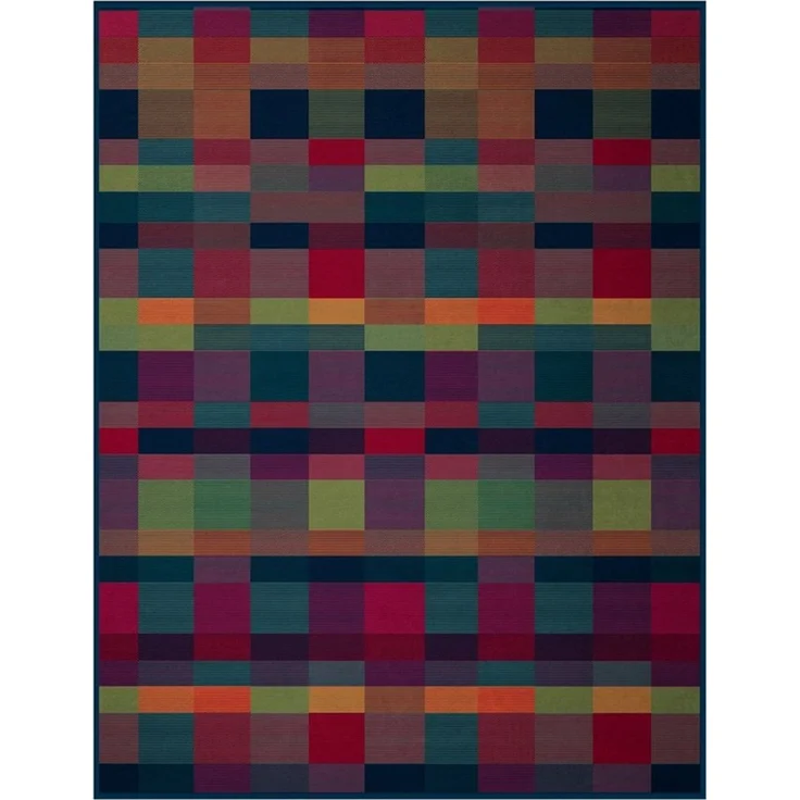 Wohndecke Color Squares blue, blau-bunt karierte Decke in 150x200, Baumwoll-Mix, Biederlack, Made in Germany – Bild 2