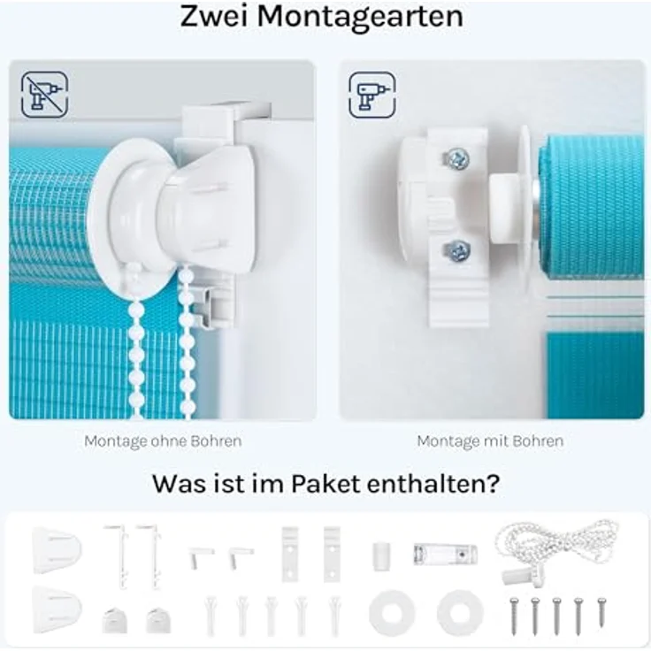 Doppelrollo, Woltu, Lichtschutz, ohne Bohren, freihängend, Klemmfix, Lichtschutz – Bild 5