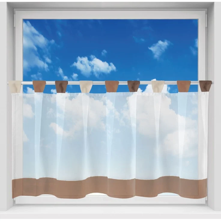 Bistrogardine mit Schlaufen ca. 150x45 cm Auswahl: braun - weiß – Bild 2