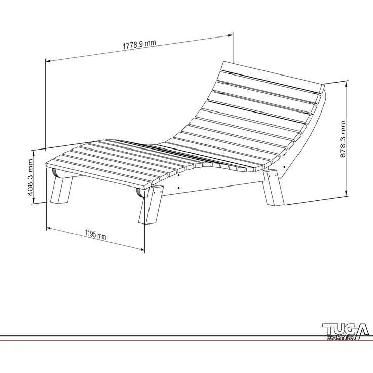 Gartenliege Relaxliege "Liege-Franzi" (Fichte) Breite 120cm Einstiegshöhe 40cm mit Füßen – Bild 7