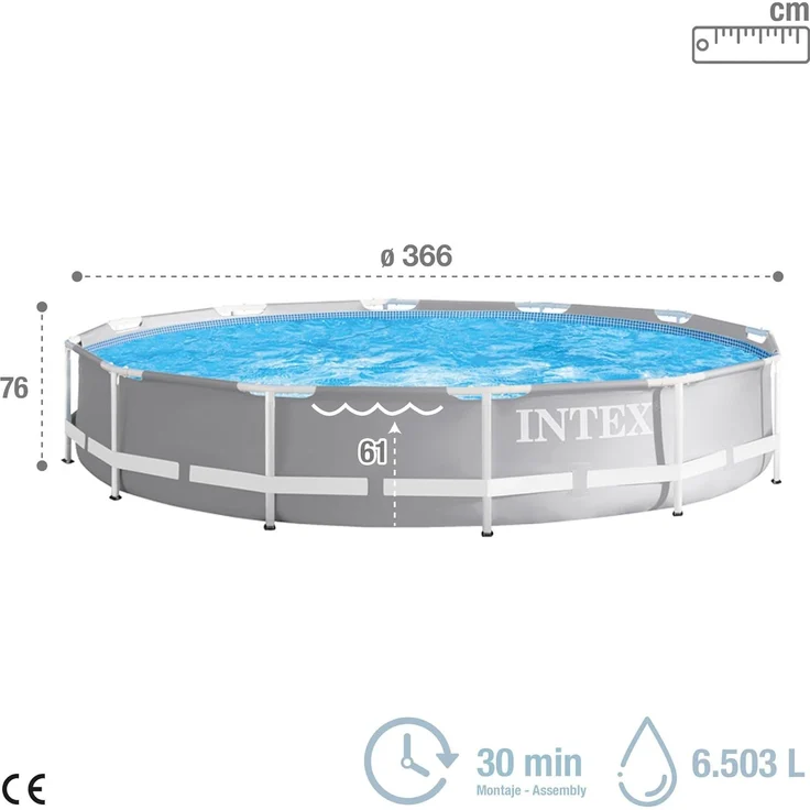 INTEX 'Prism' Frame Pool, Stahlrahmenbecken, inkl. Filterpumpe, 366x76 cm – Bild 4