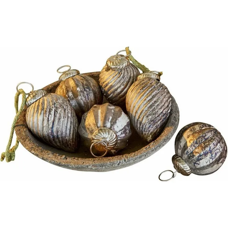Mirabeau Christbaumschmuck Weihnachtsschmuck 6er Set Miras antiksilber, Weihnachten, Winter, Festtage, stilvolles Interieur, Handgefertigt