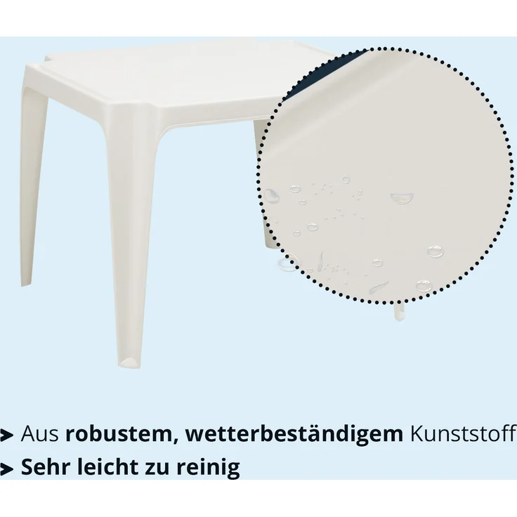 KHG Kindertisch weiß für Garten & Kinderzimmer, Outdoor, Pflegeleichte Oberfläche, robust wetterfest, kindgerechte Höhe 44 x 50 x 50 cm – Bild 2