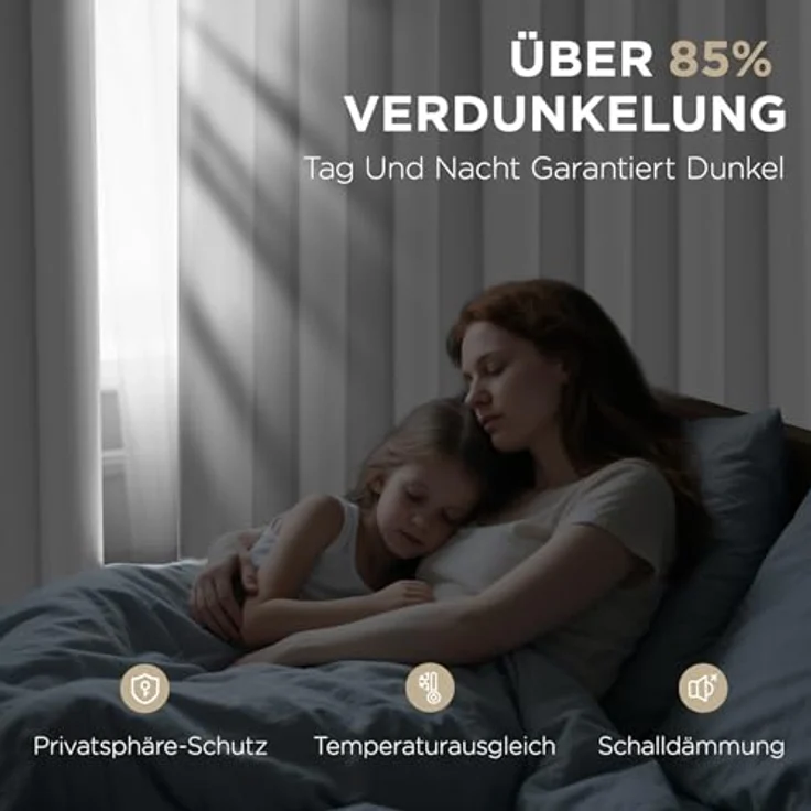 Joydeco Verdunkelungsvorhänge Grauweiß mit Ösen 2er Set H 137 x B 117 cm, Kurze Vorhänge Blickdichte 137 cm Lang für Küche Schlafzimmer – Bild 2