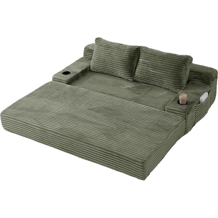 ZUBALIYA Sofa mit LED - Beleuchtung, mit Stauraum, mit Cordbezug, mit breiten Armlehnen, ohne aufwendige Montage – Bild 4